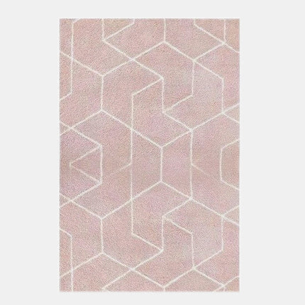 Poederroze shaggy tapijt met geometrisch design