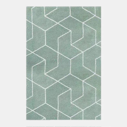 Zeegroen shaggy vloerkleed met geometrisch patroon