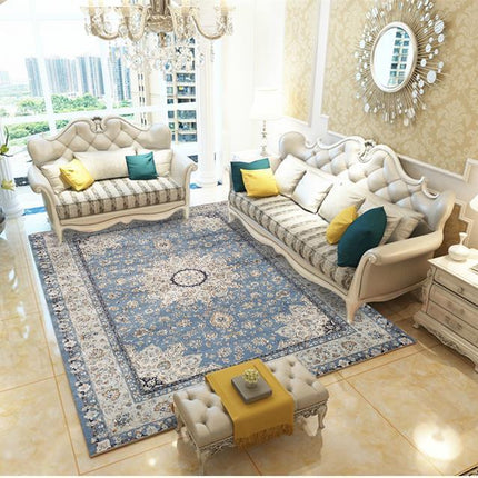 Blauw vloerkleed in Oosterse vintage stijl