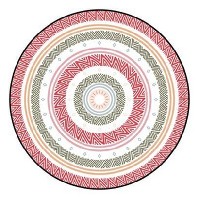 Rond vloerkleed groen geel rood