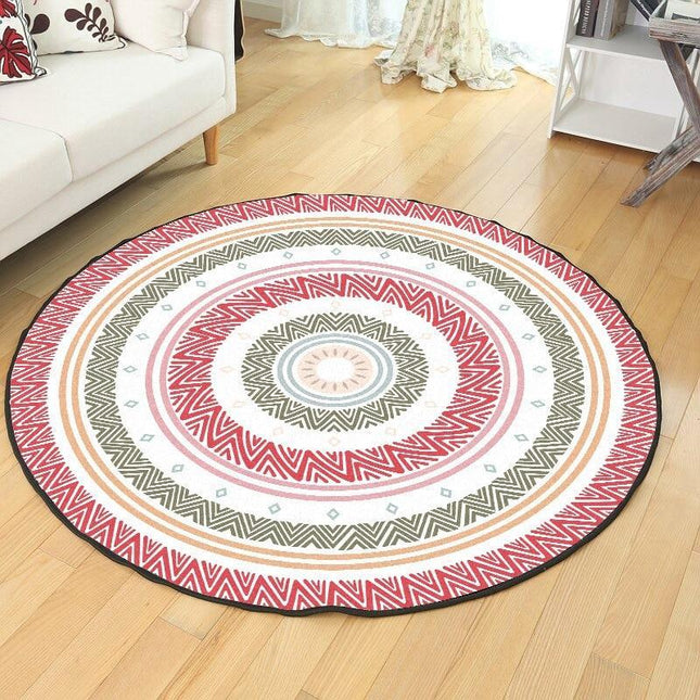 Rond vloerkleed groen geel rood