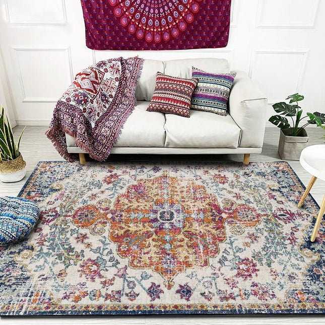 Vintage vloerkleed in beige en oranje