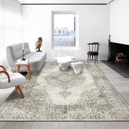 Ecru vintage vloerkleed voor woonkamer