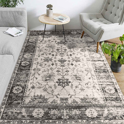 Vintage vloerkleed in grijs en wit