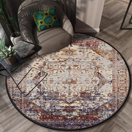 Rond vintage vloerkleed distressed look