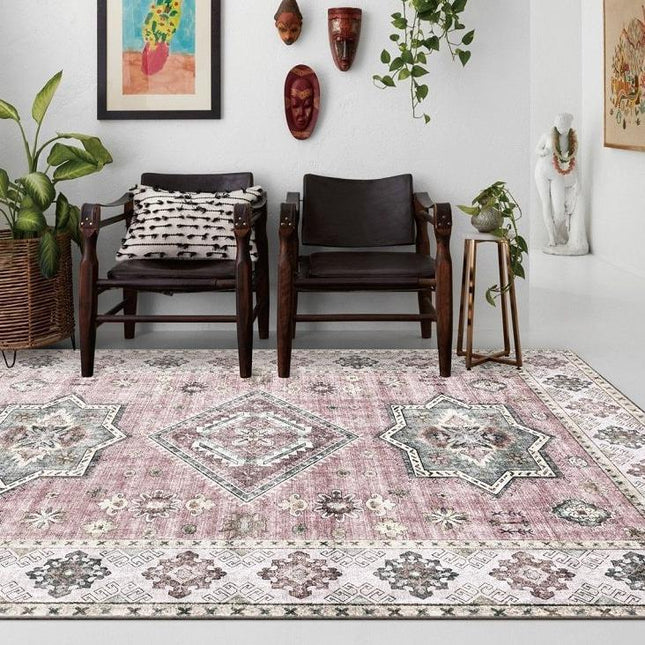 Vintage vloerkleed in roze en grijs