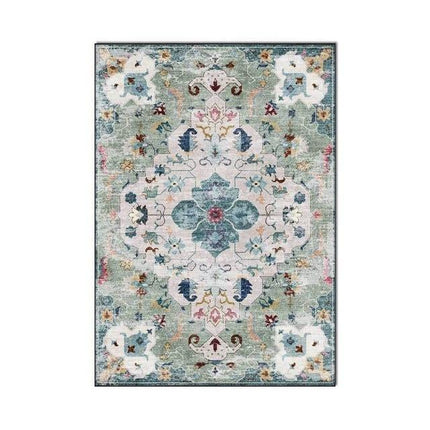 Groen vintage vloerkleed met medaillon