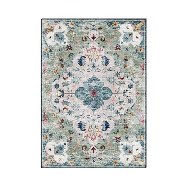 Groen vintage vloerkleed met medaillon