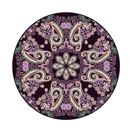 Donkerpaars rond vloerkleed met paisley